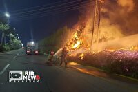 مهار آتش سوزی ناشی از اشکال فنی در شبکه توزیع برق کیش
